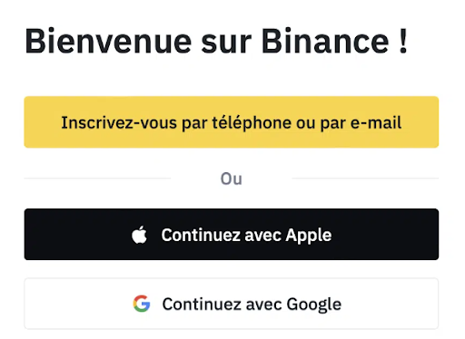 Carte Binance Inscription